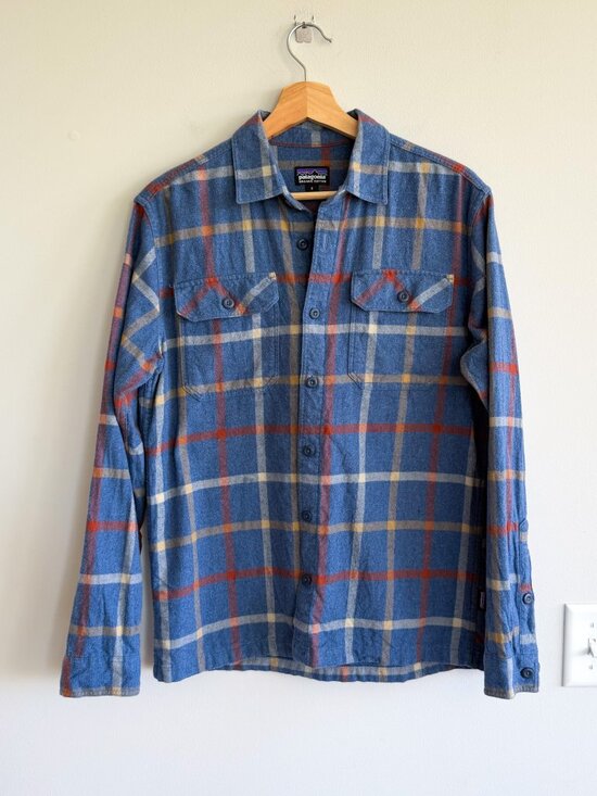 Patagonia Other - Patagonia Fjord Flannel Plaid Organic Cotton Button Up Shirt Blue S